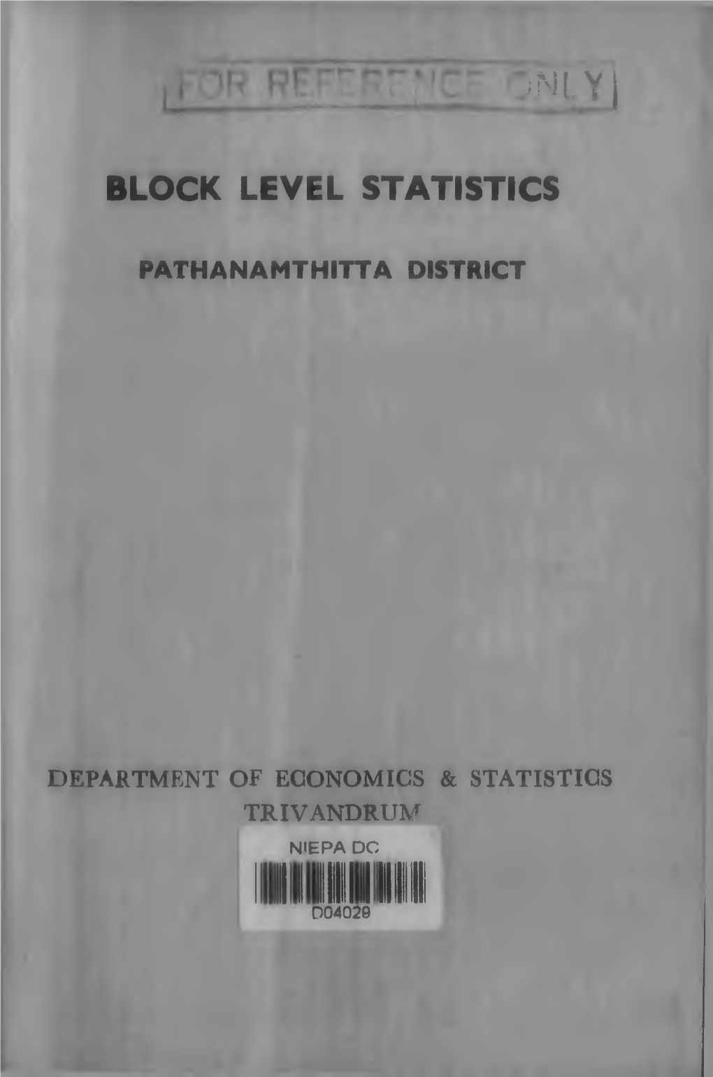 Block Level Statistics Pathanamthitta District D04029.Pdf