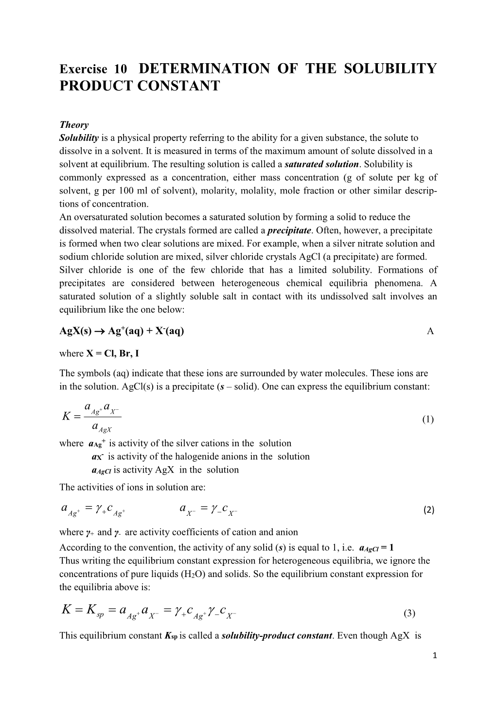 11 Determination of the Solubility Product Constant