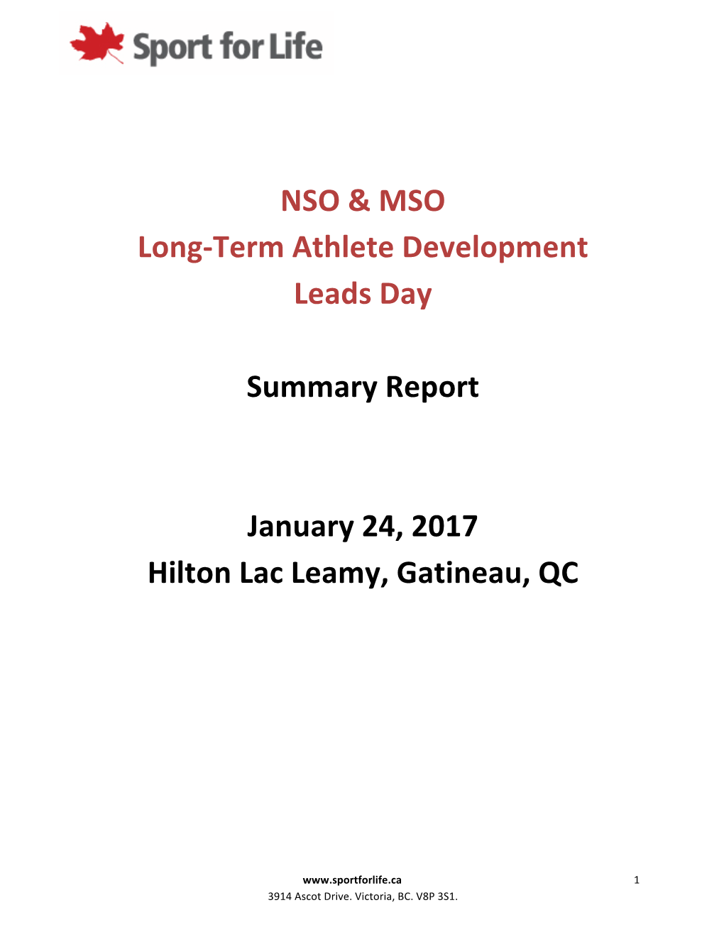 NSO & MSO Long-Term Athlete Development Leads Day Summary