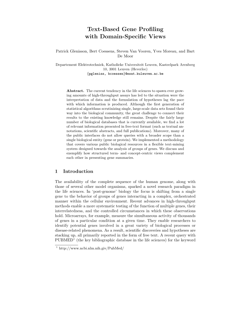 Text-Based Gene Profiling with Domain-Specific Views