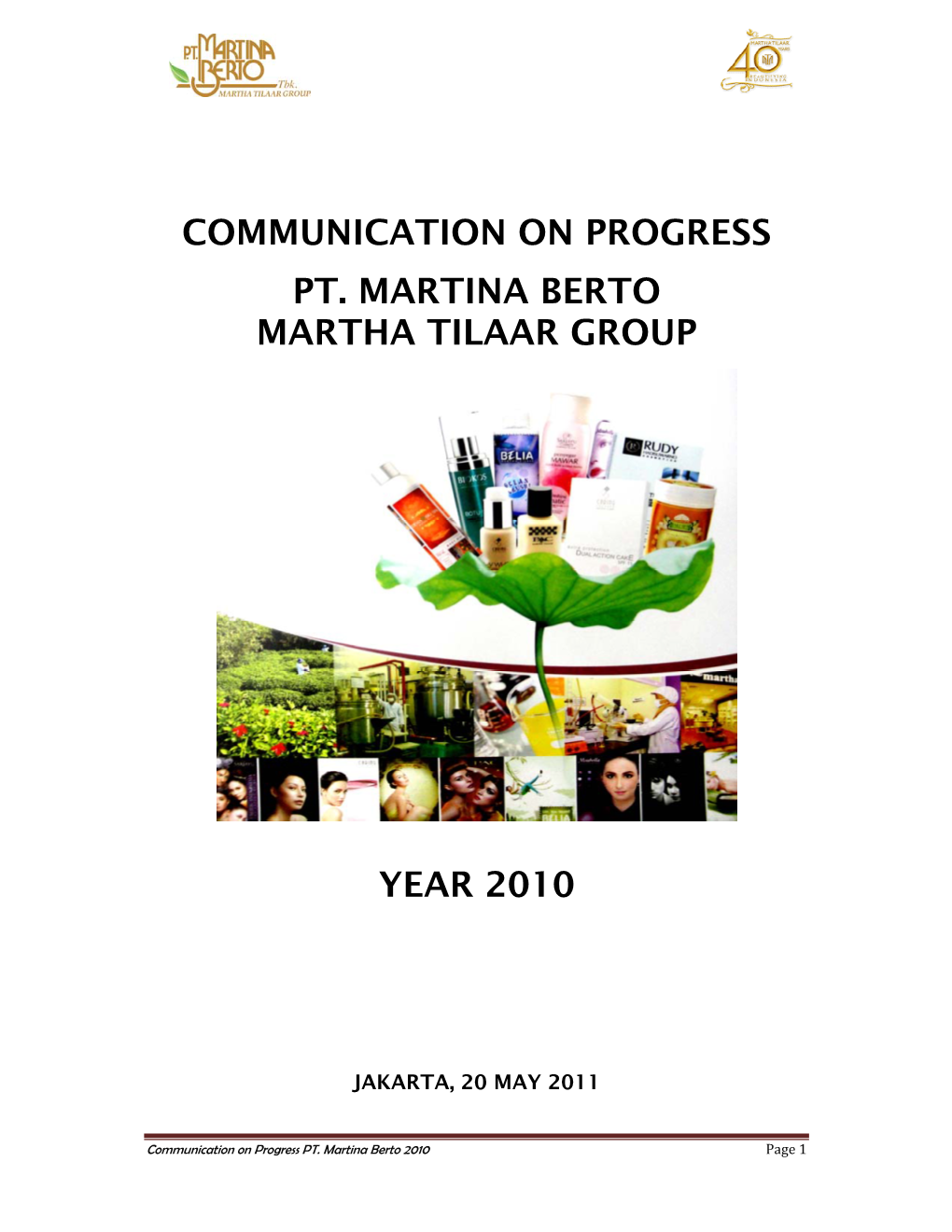 Communication on Progress Pt. Martina Berto Martha