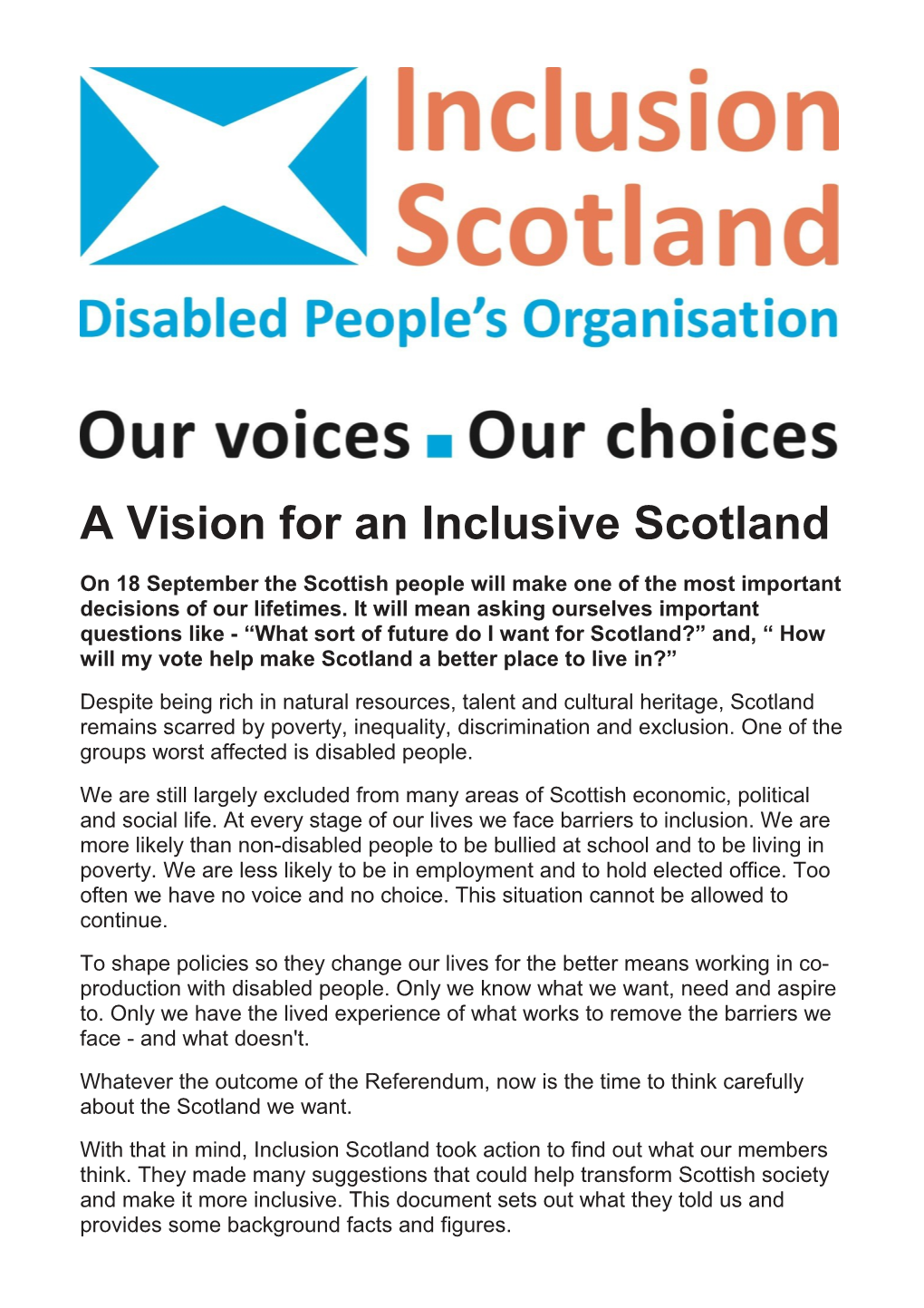 A Vision for an Inclusive Scotland