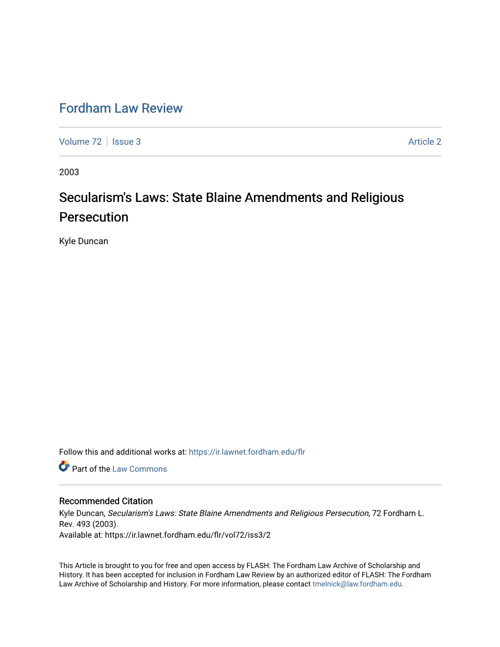 State Blaine Amendments and Religious Persecution