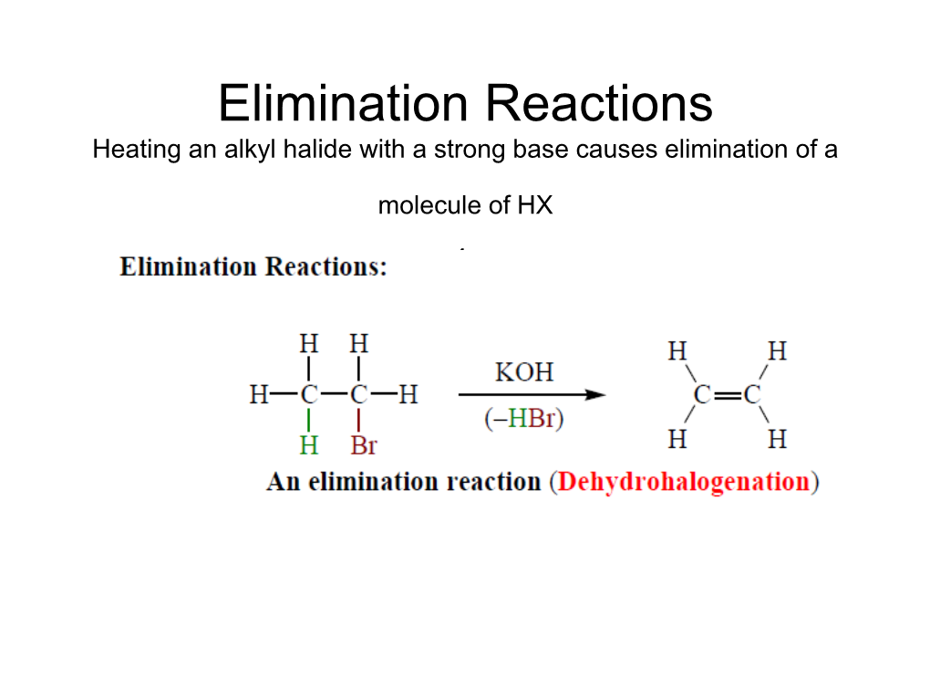 Elimination Reactions Heating an Alkyl Halide with a Strong Base Causes Elimination of A