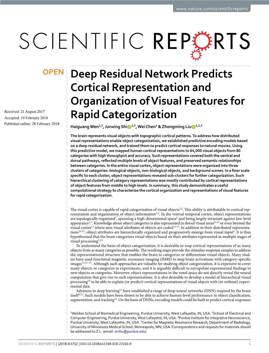 Deep Residual Network Predicts Cortical Representation And