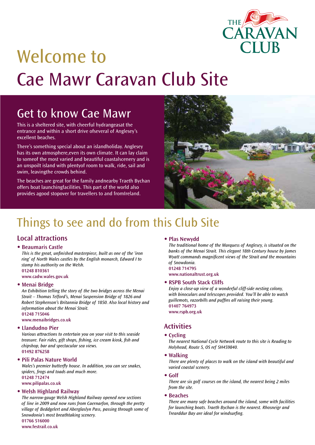 Welcome to Cae Mawr Caravan Club Site