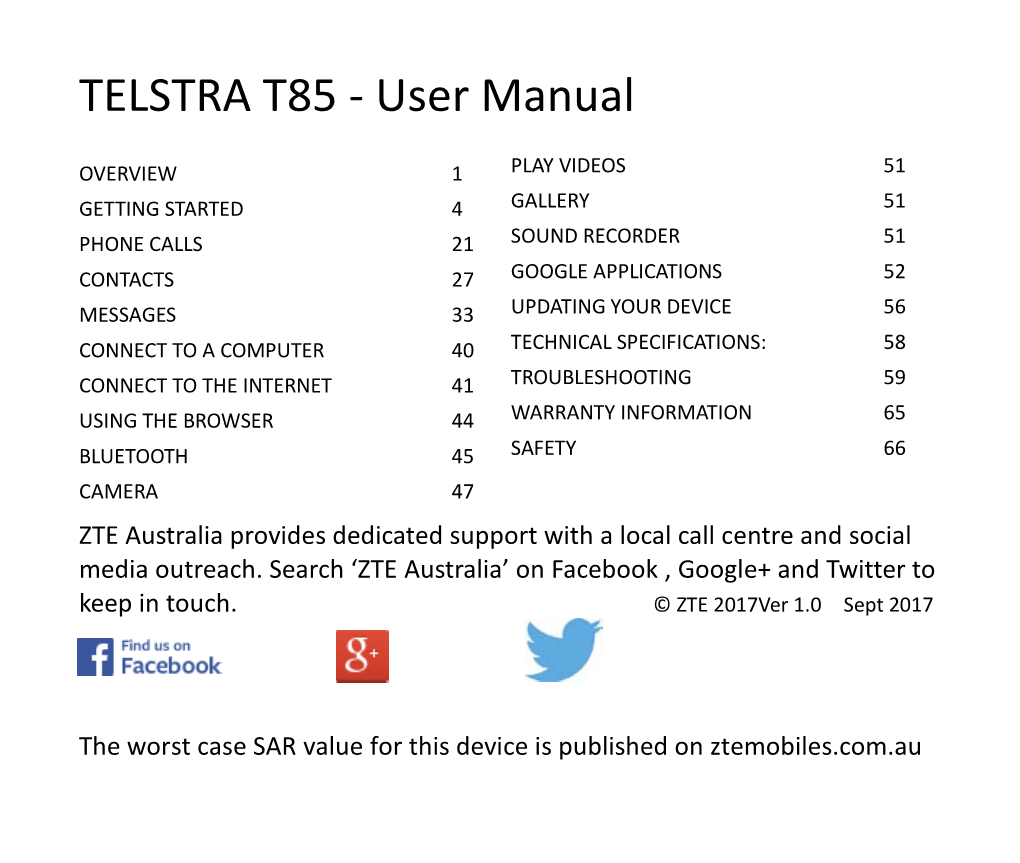 TELSTRA T85 - User Manual