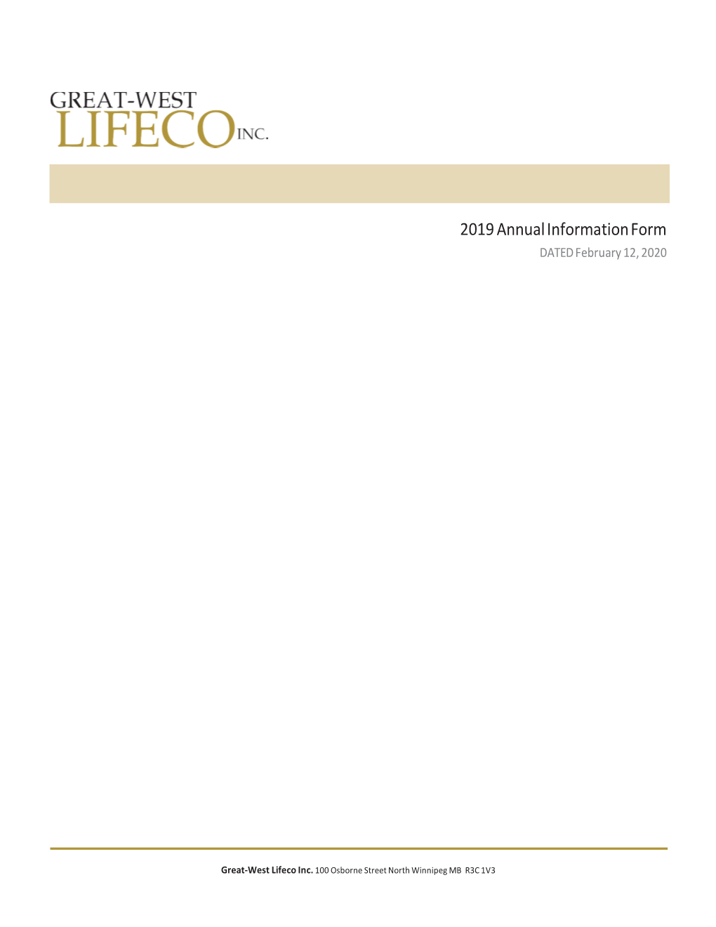 Lifeco Annual Information Form 2019
