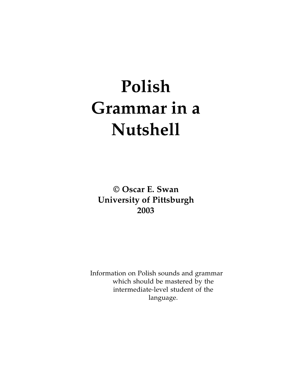 Polish Grammar in a Nutshell