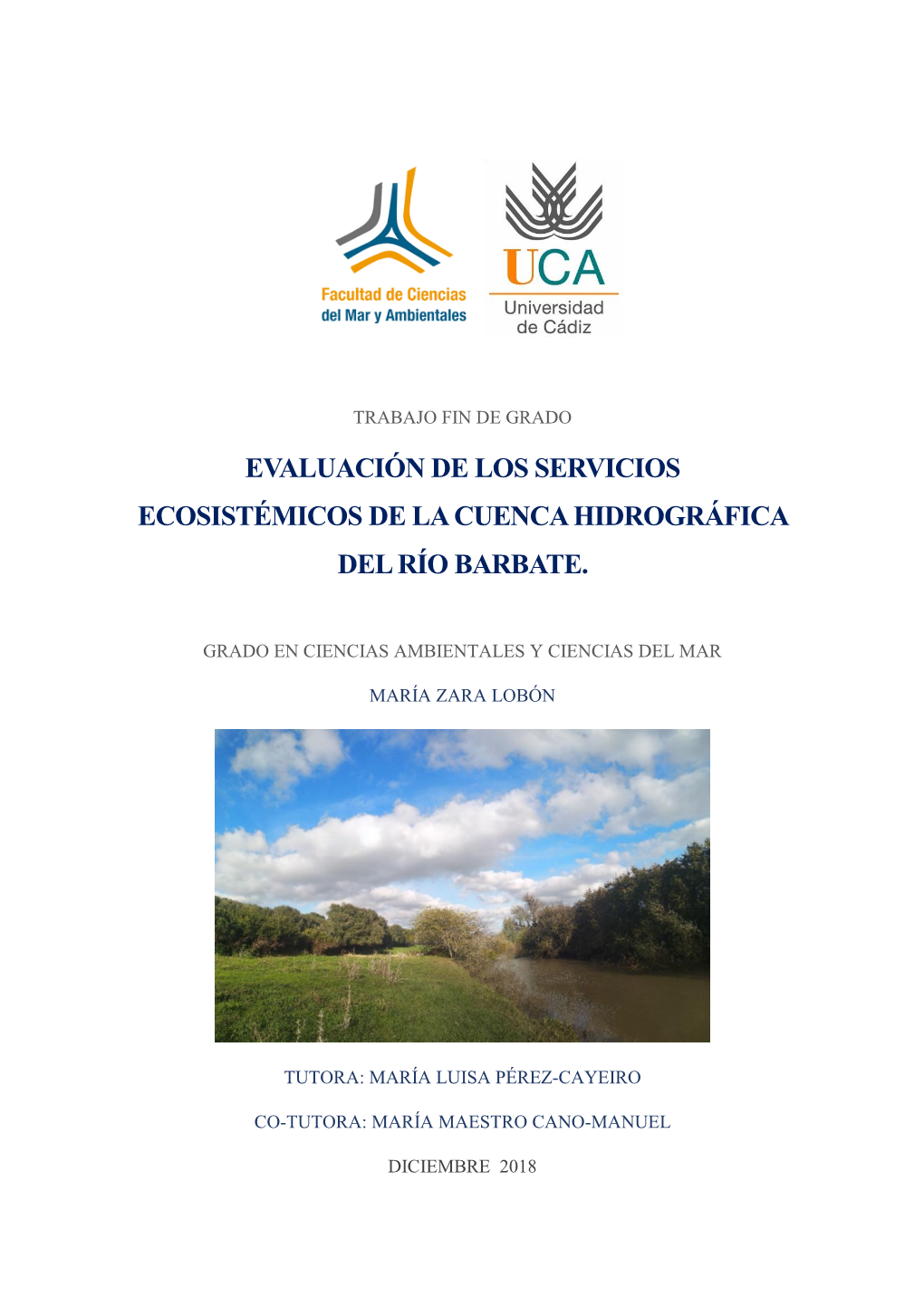 Evaluación De Los Servicios Ecosistémicos De La Cuenca Hidrográfica Del Río Barbate