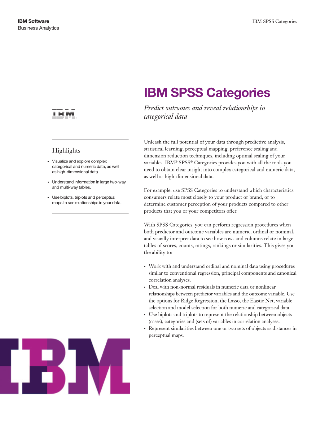 IBM SPSS Categories Business Analytics