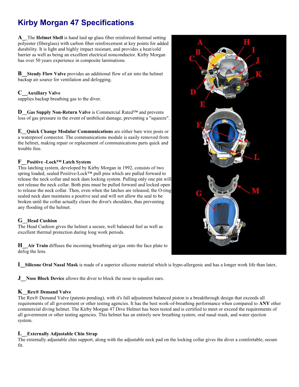 Kirby Morgan 57 Specifications