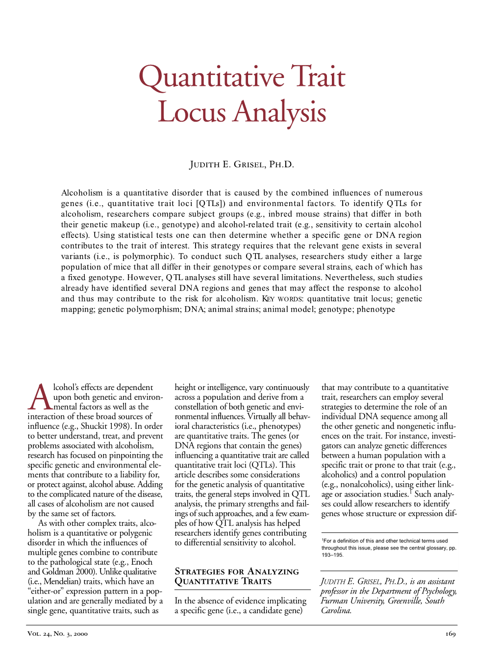 Quantitative Trait Locus Analysis