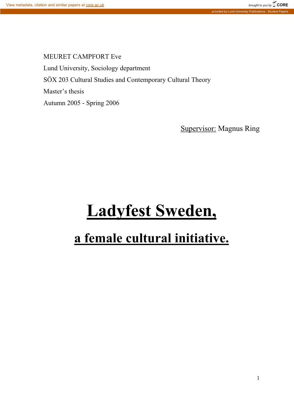 Ladyfest Sweden, a Female Cultural Initiative