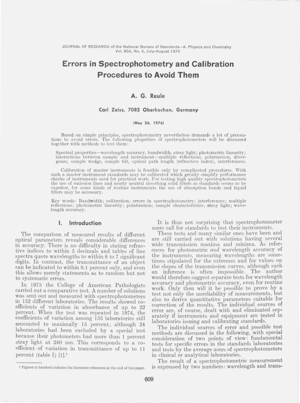 Errors in Spectrophotometry and Calibration Procedures to Avoid Them