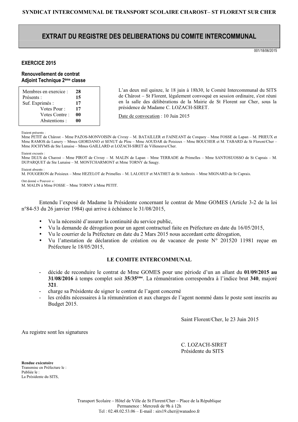 Renouvellement De Contrat Adjoint Technique 2Ème Classe