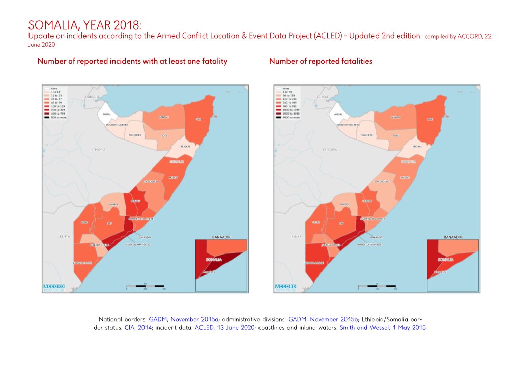 Somalia, Year 2018: Update on Incidents According to the Armed Conflict Location & Event Data Project