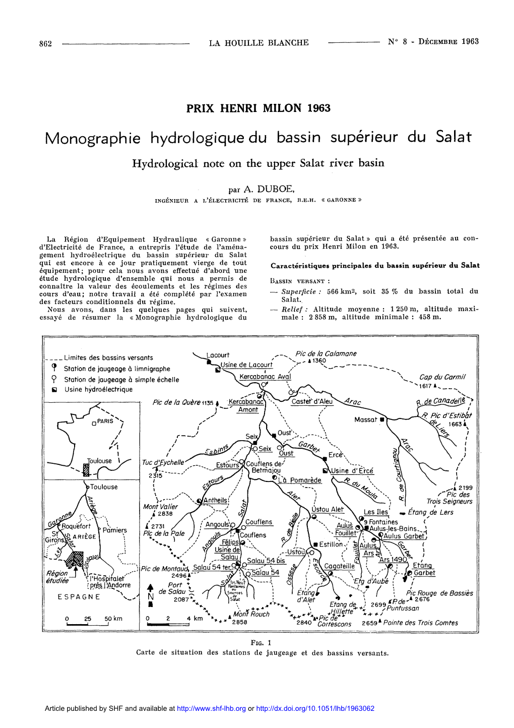 Monographie Hydrologique Du Bassin Supérieur Du Salat