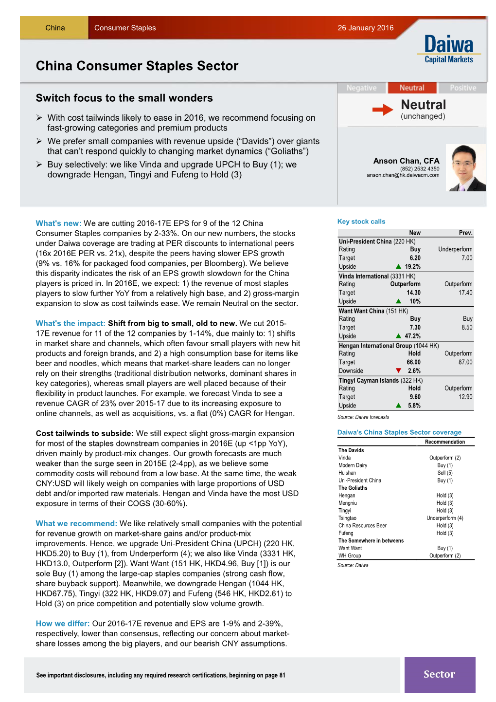 China Consumer Staples Sector