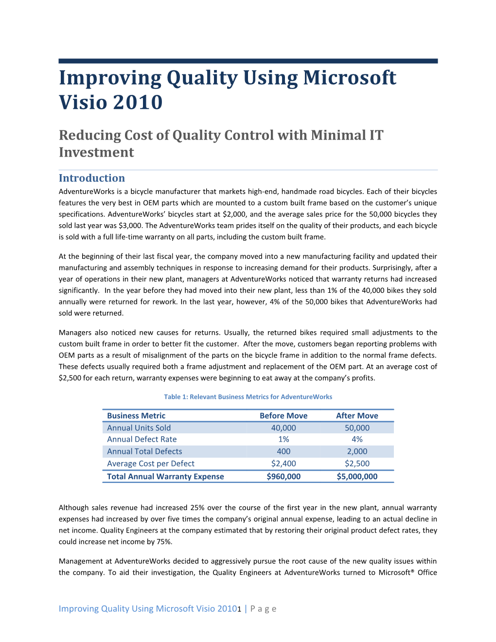Improving Quality Using Microsoft Visio 2010