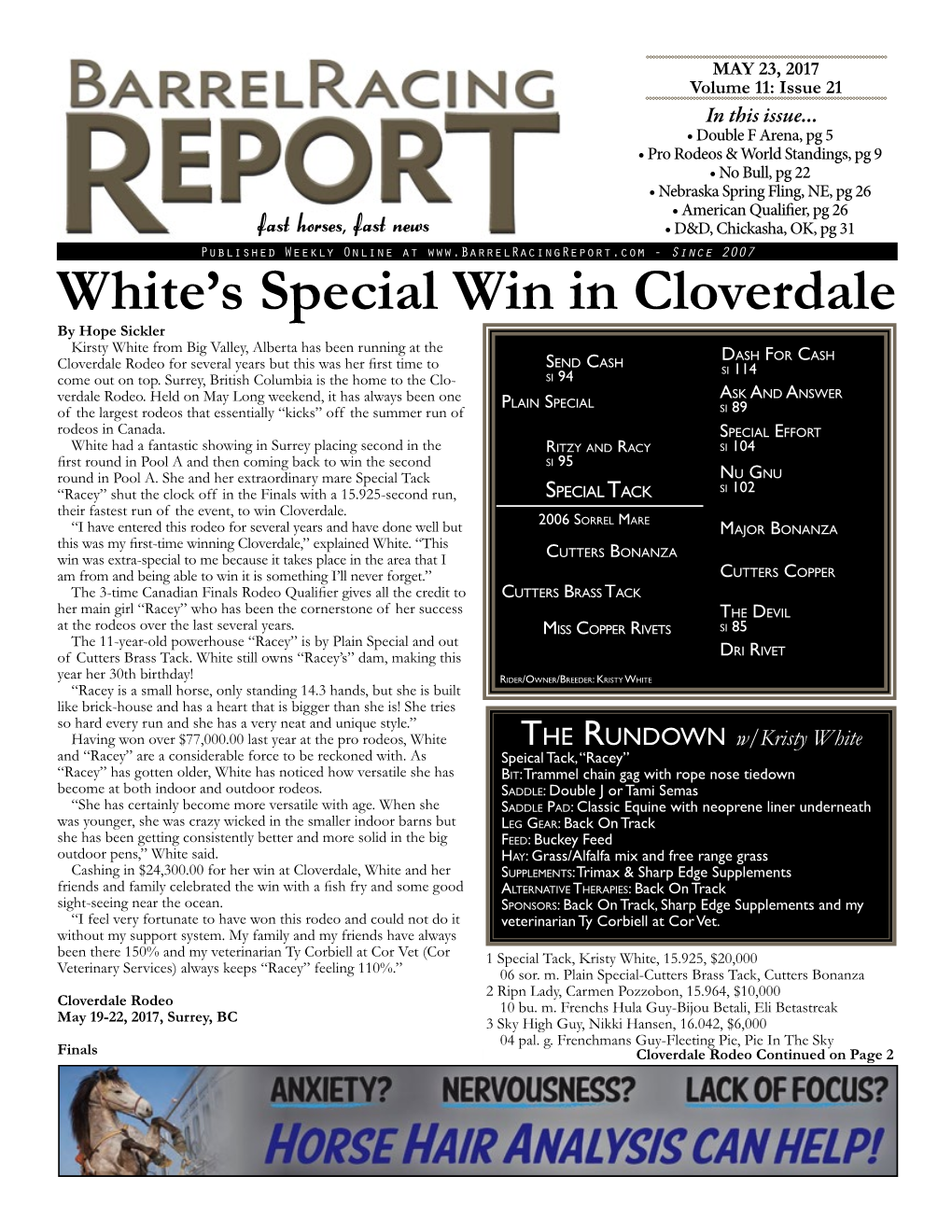 White's Special Win in Cloverdale
