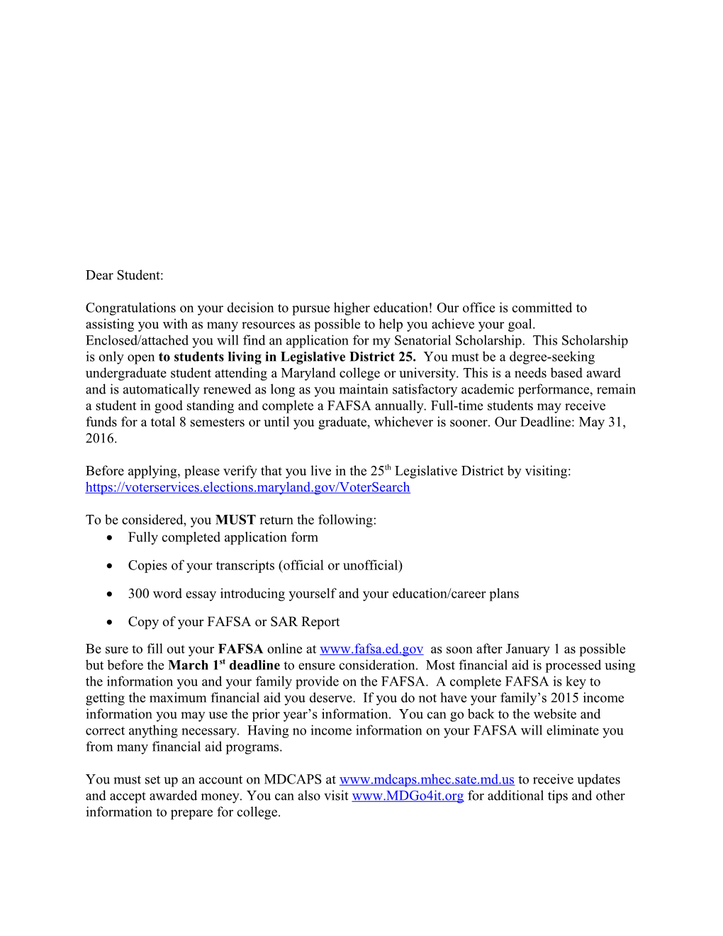 Before Applying, Please Verify That You Live in the 25Th Legislative District by Visiting