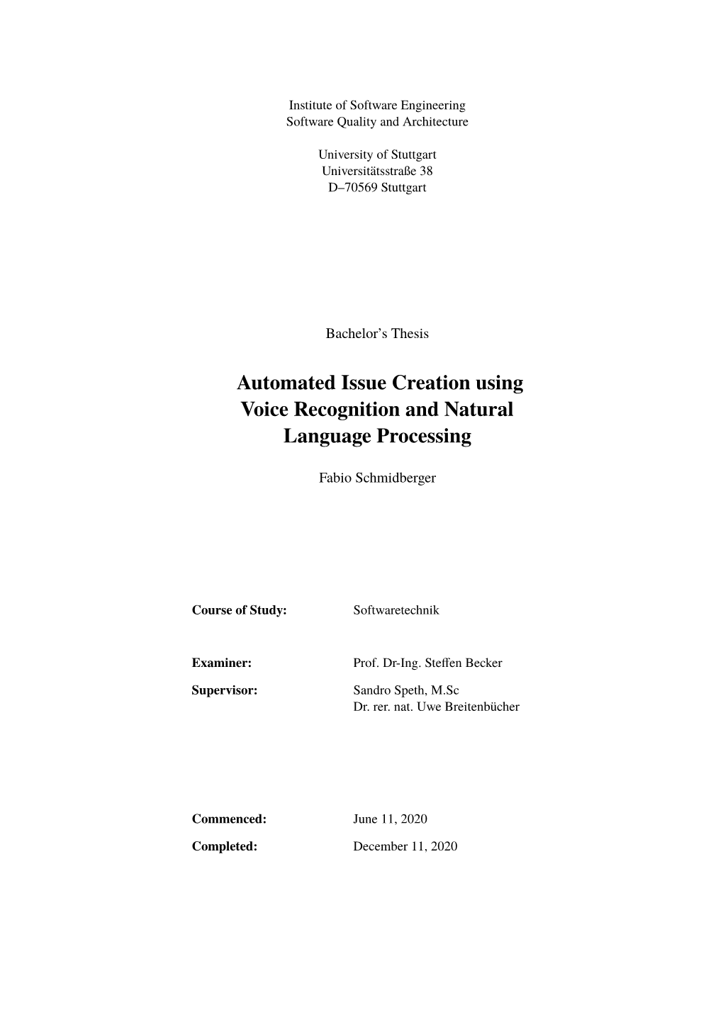 Automated Issue Creation Using Voice Recognition and Natural Language Processing