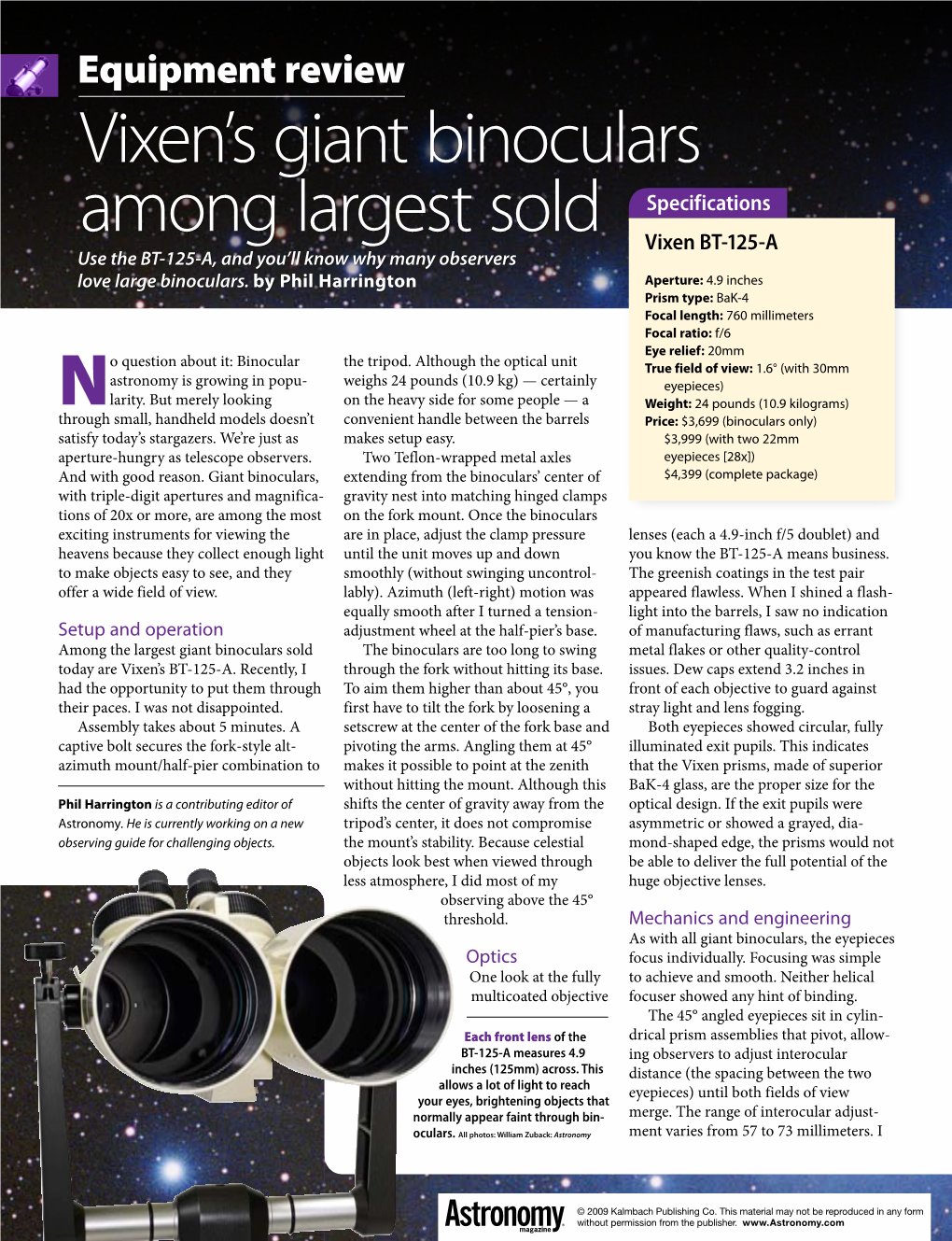 Vixen's Giant Binoculars Among Largest Sold