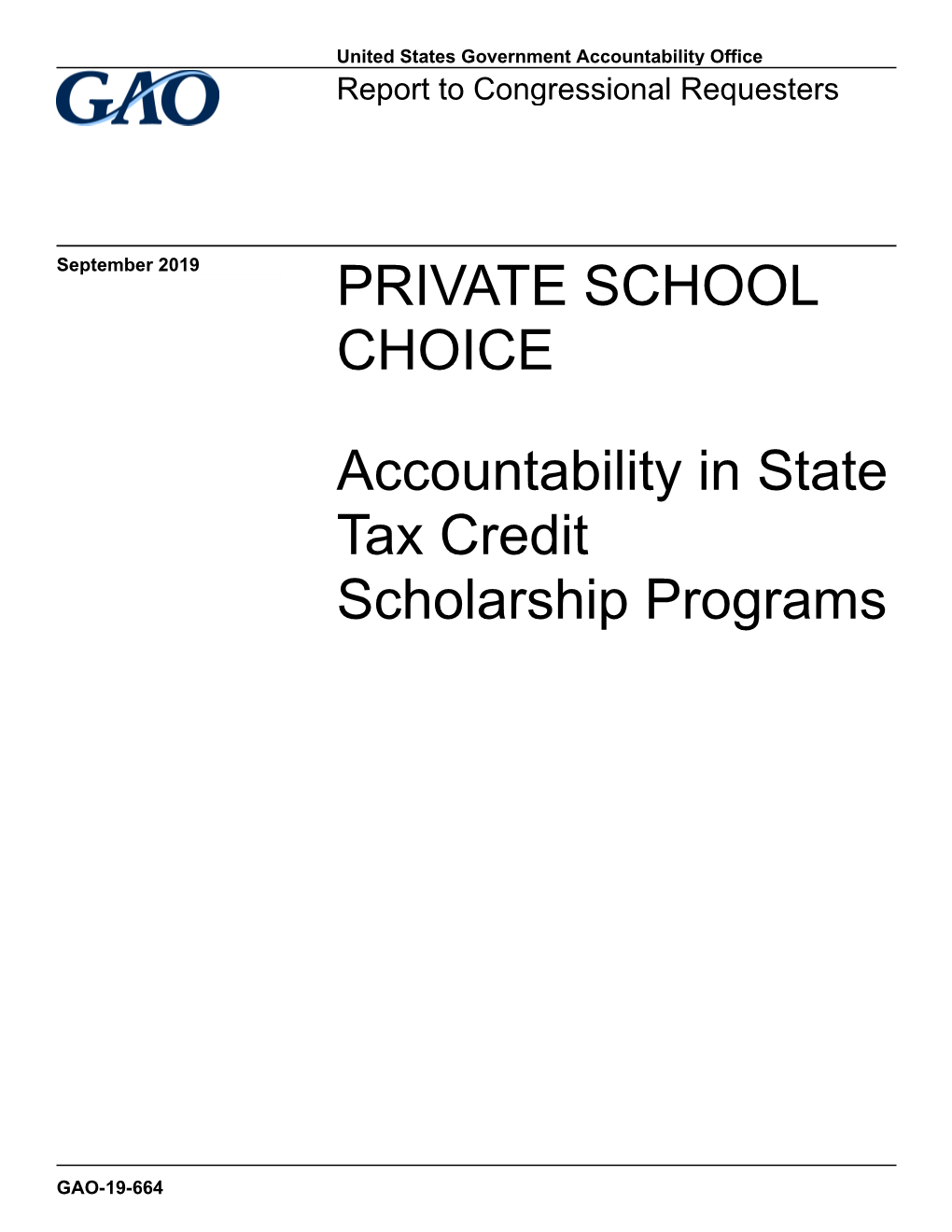 GAO-19-664, PRIVATE SCHOOL CHOICE: Accountability in State