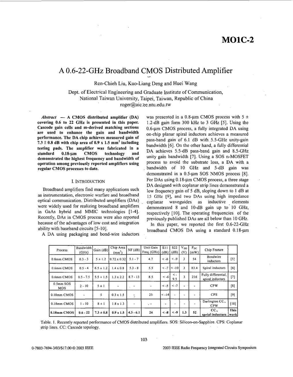 A 0.6-22-Ghz Broadband CMOS Distributed Amplifier