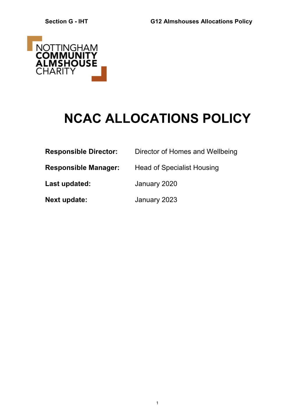 Ncac Allocations Policy