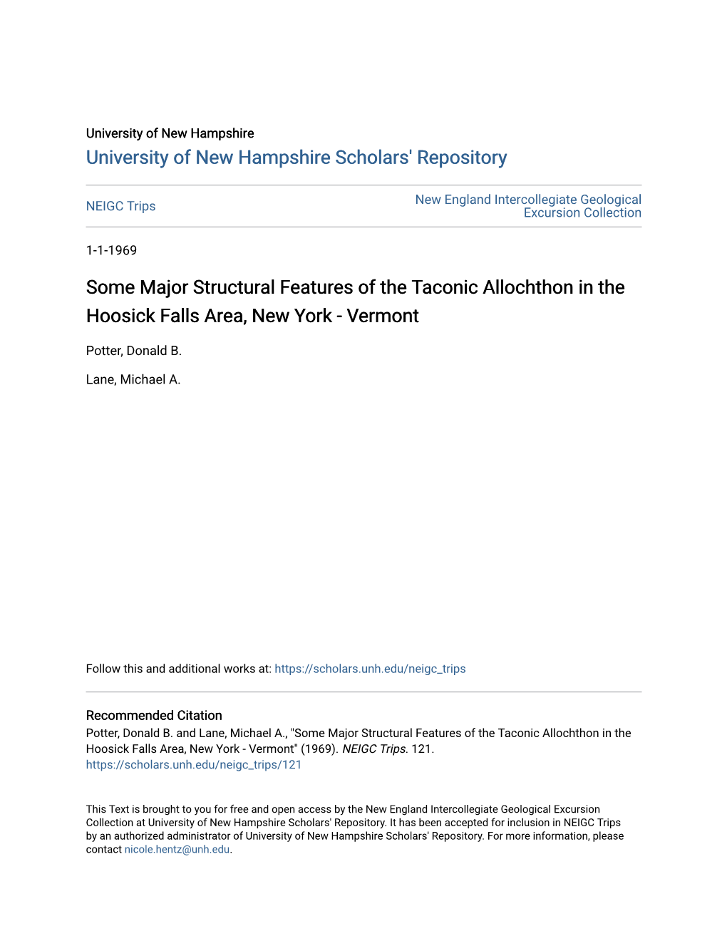 Some Major Structural Features of the Taconic Allochthon in the Hoosick Falls Area, New York - Vermont