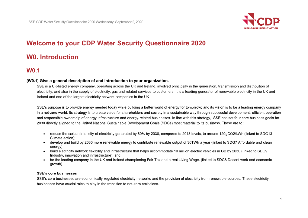 Your CDP Water Security Questionnaire 2020 W0