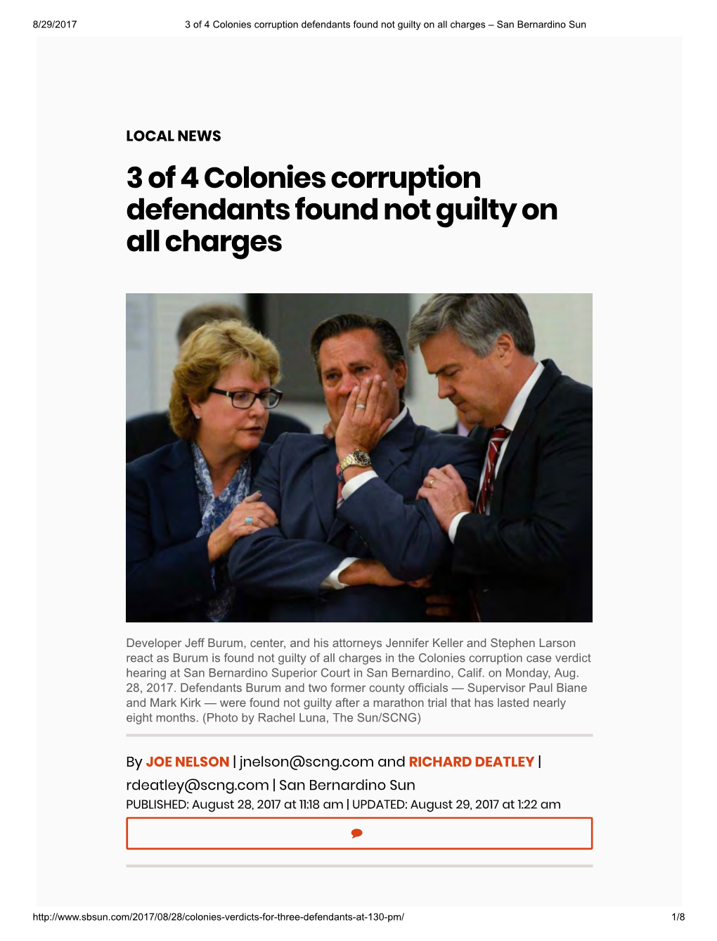 3 of 4 Colonies Corruption Defendants Found Not Guilty on All Charges – San Bernardino Sun