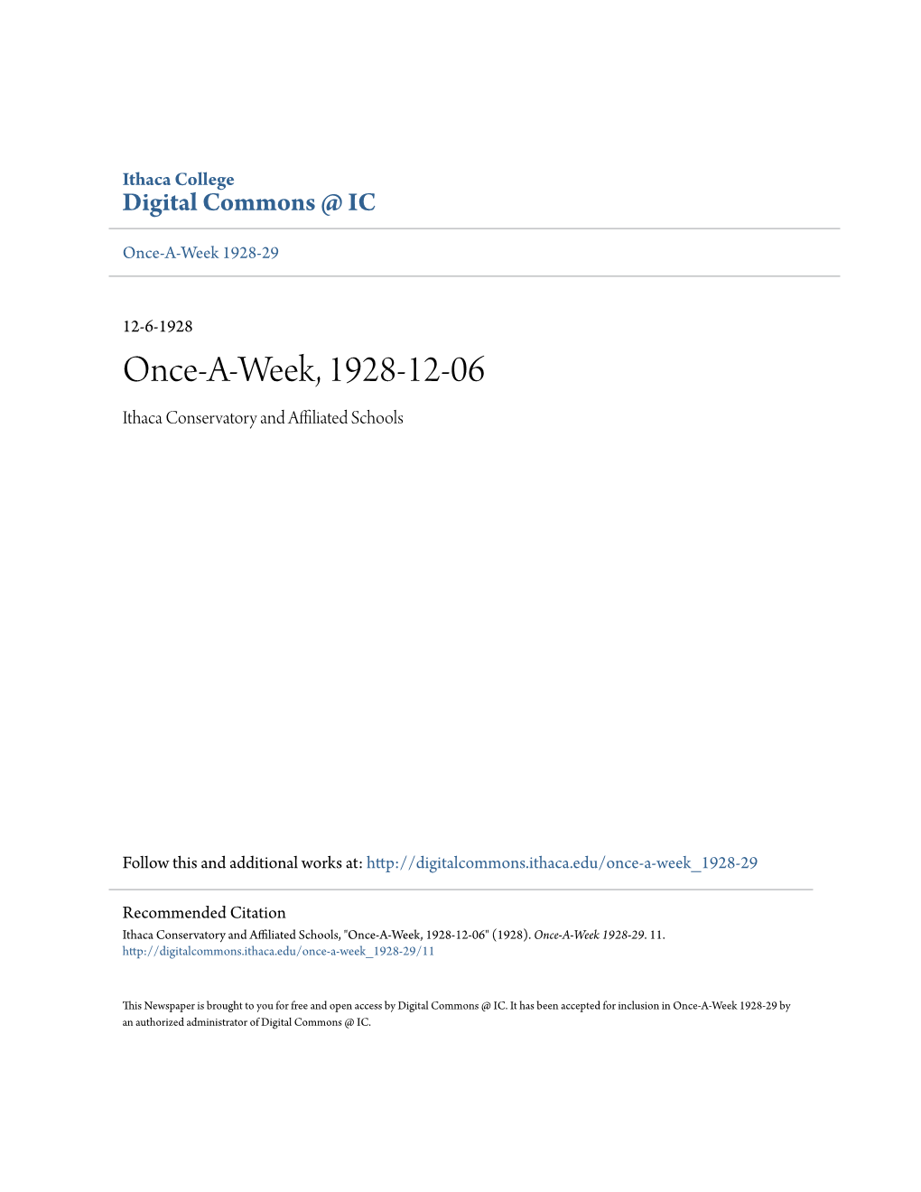 Once-A-Week, 1928-12-06 Ithaca Conservatory and Affiliated Schools
