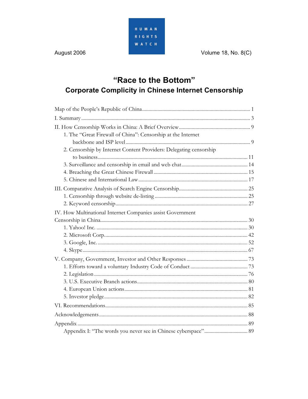 “Race to the Bottom” Corporate Complicity in Chinese Internet Censorship