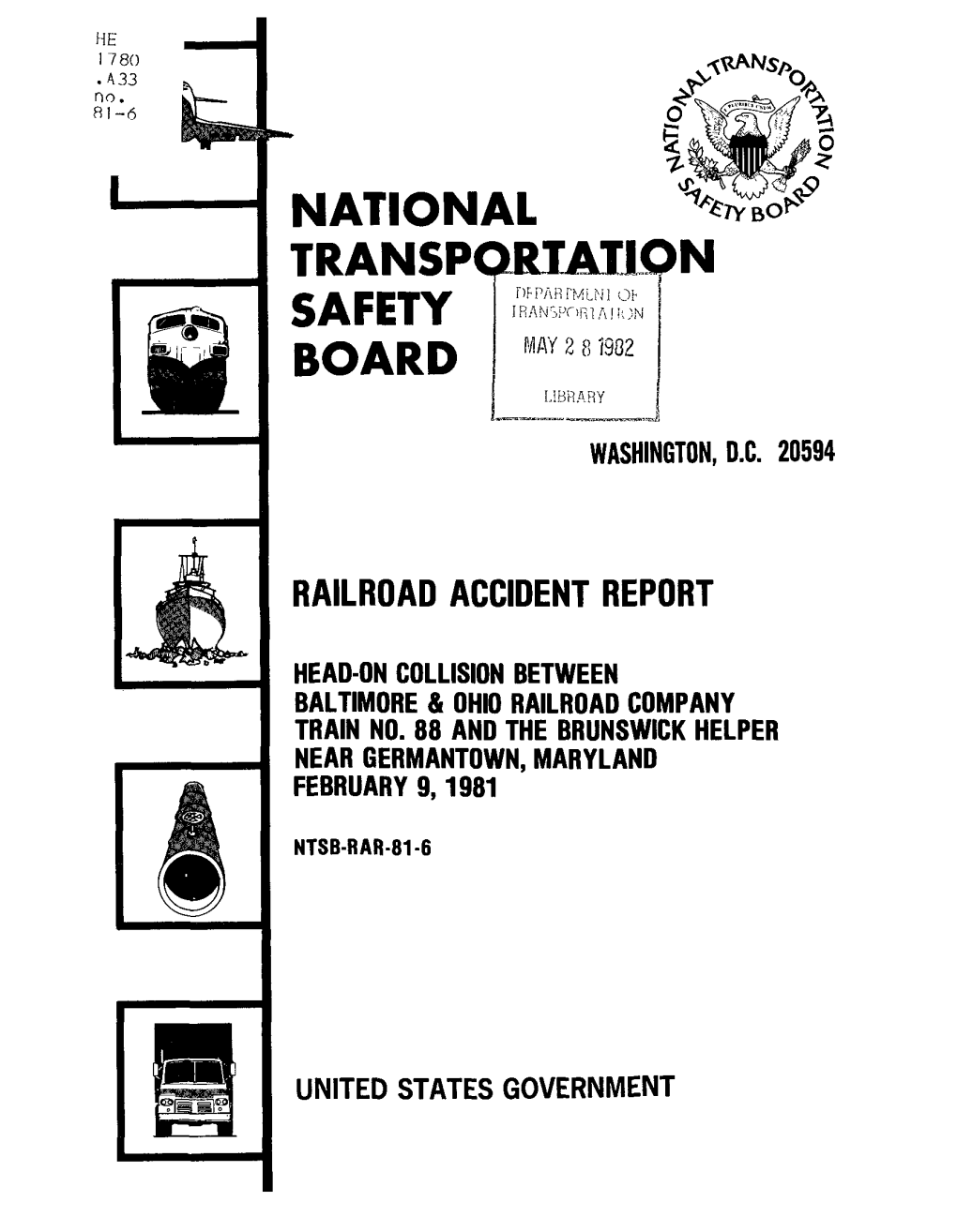 National Transportation Safety Board 11.Contract Or Grant No