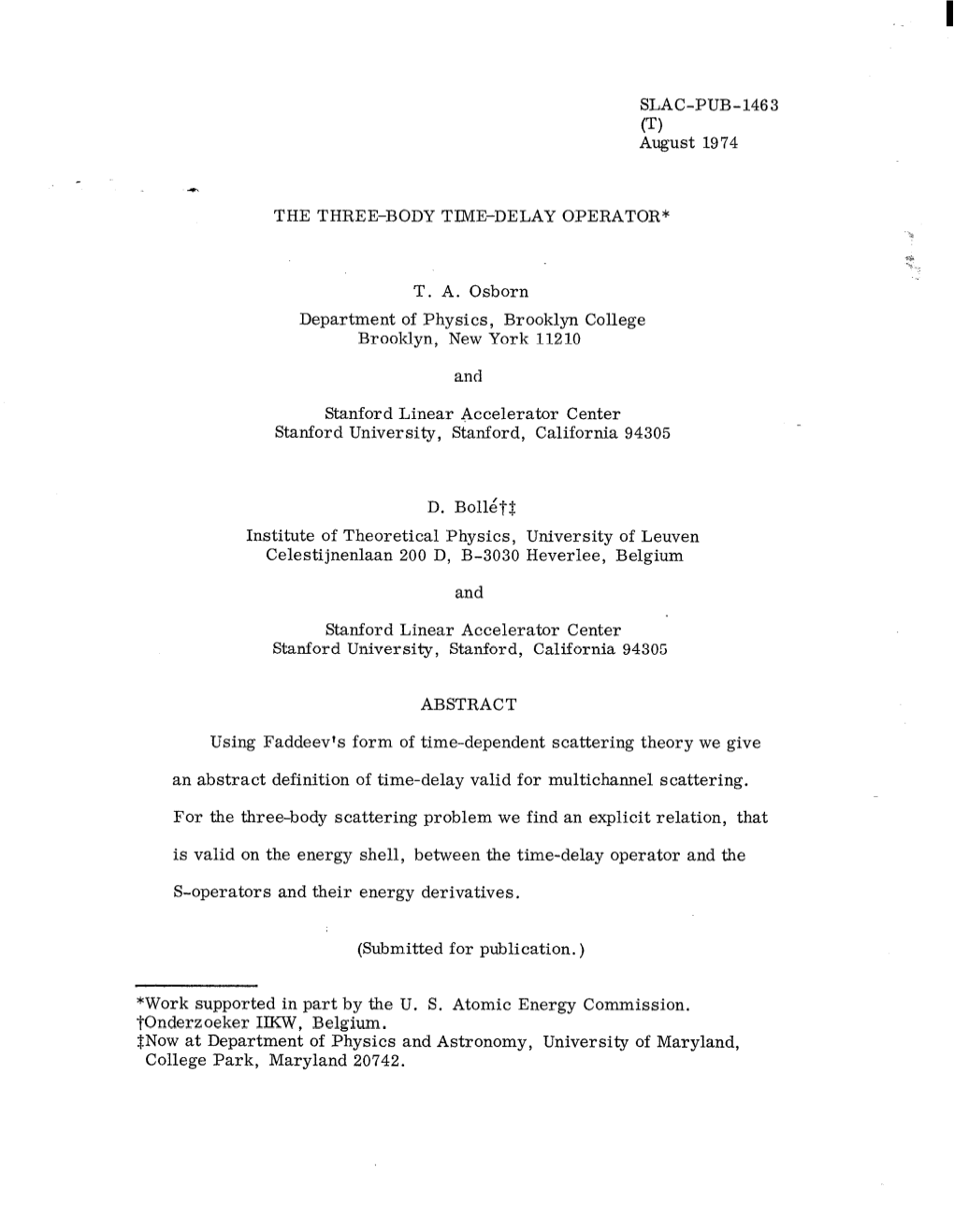 The Three-Body Time-Delay Operator”