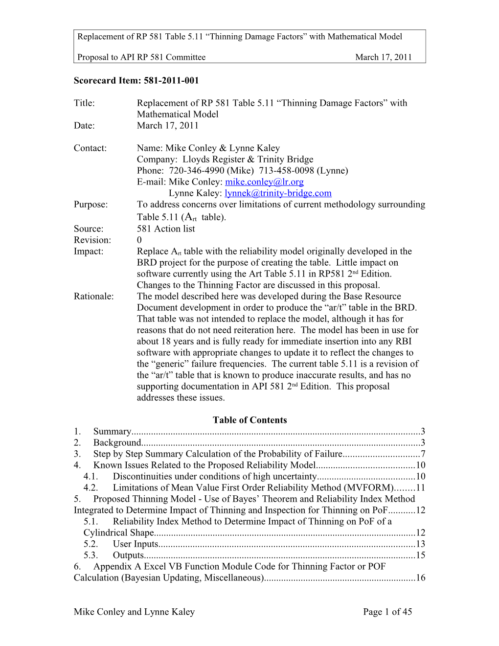 API Replacement of Table 5 11 Thinning Damage Factors with Mathematical Model