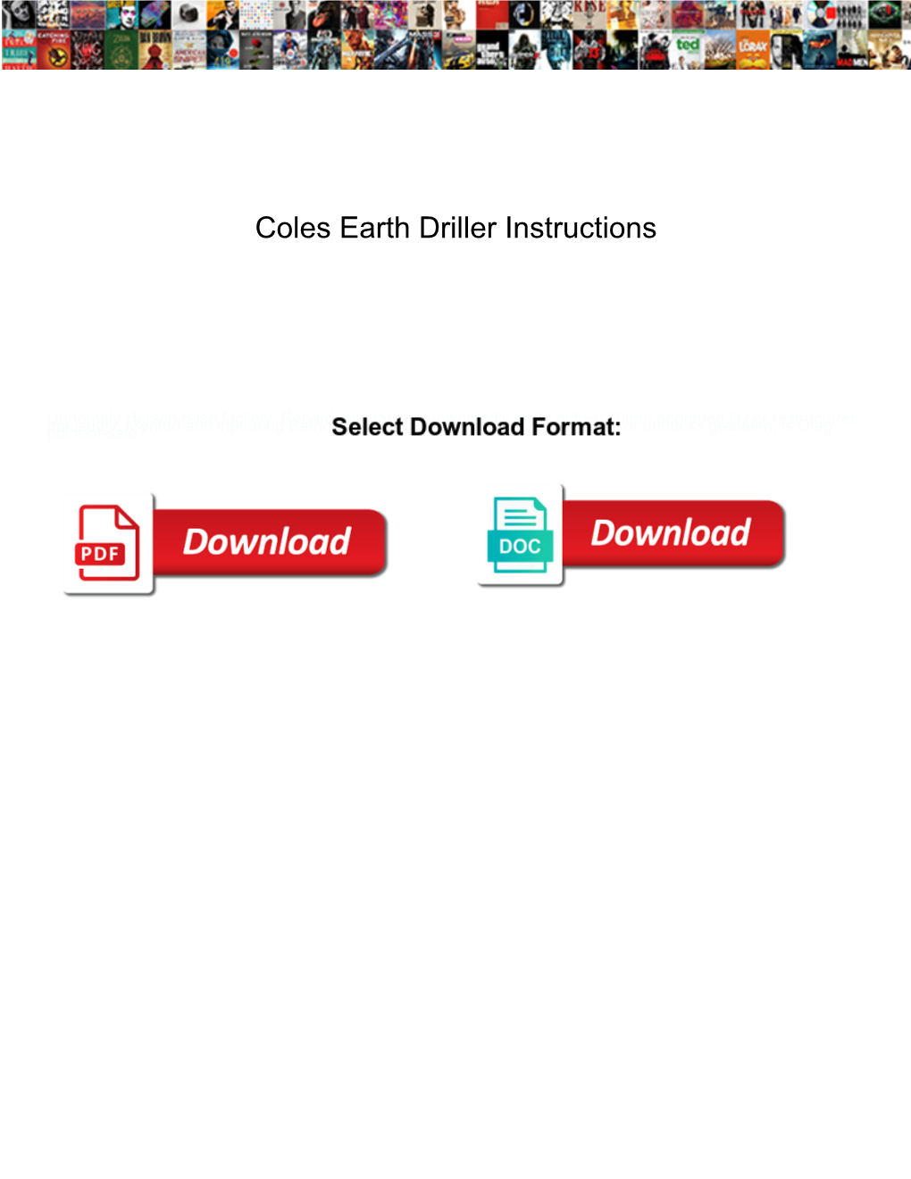 Coles Earth Driller Instructions