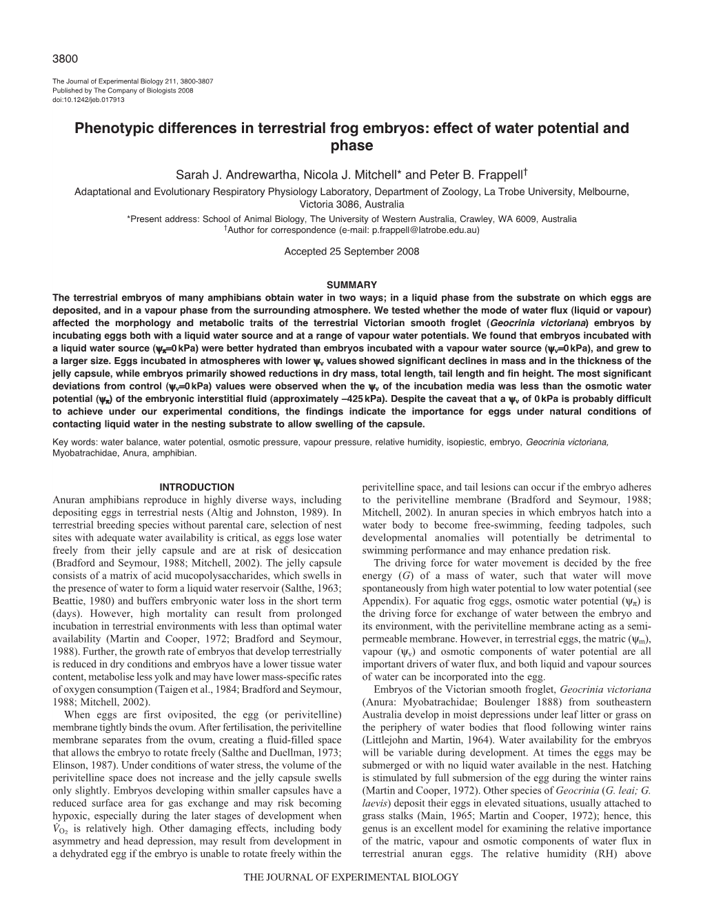 Effect of Water Potential and Phase