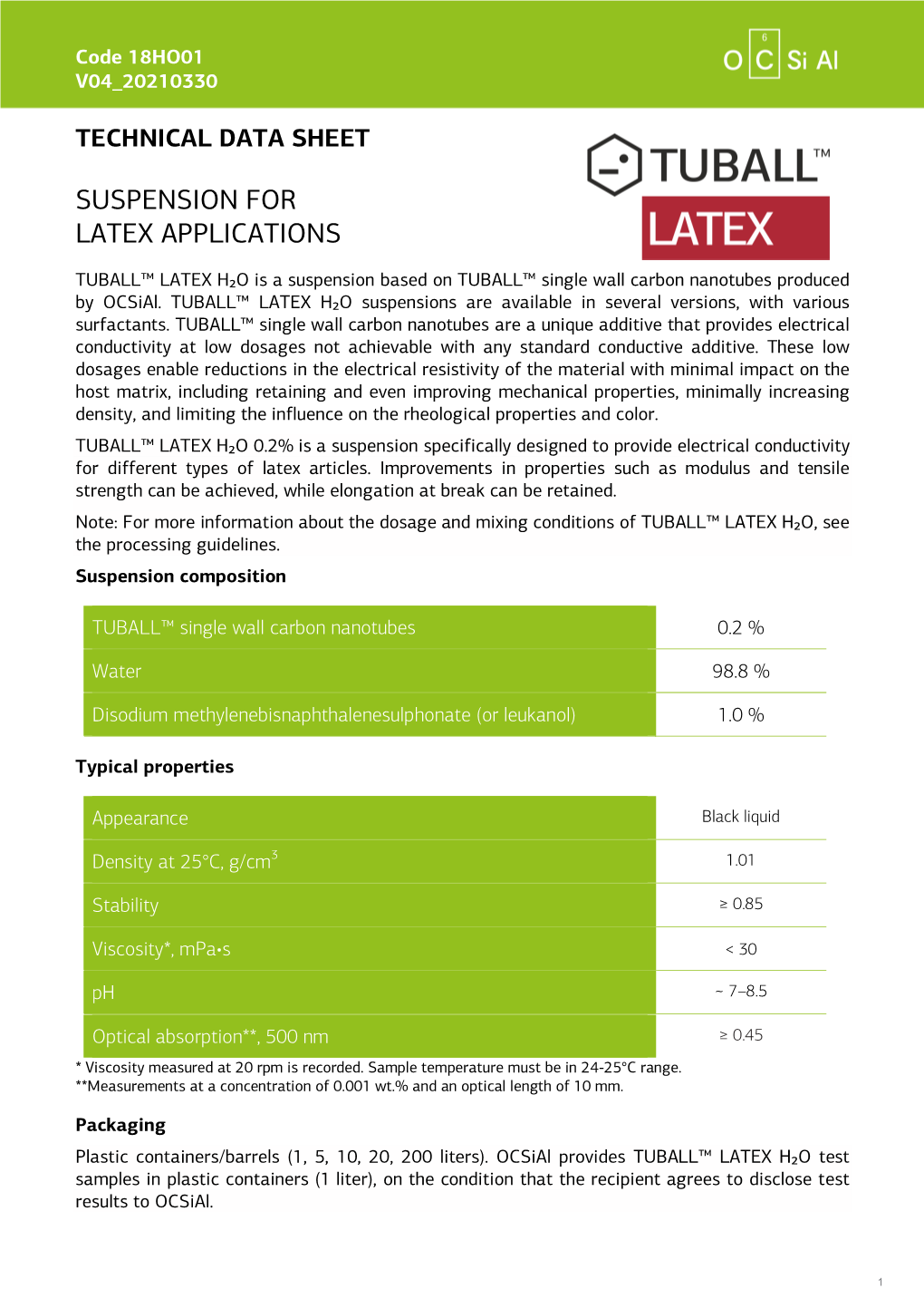 Suspension for Latex Applications