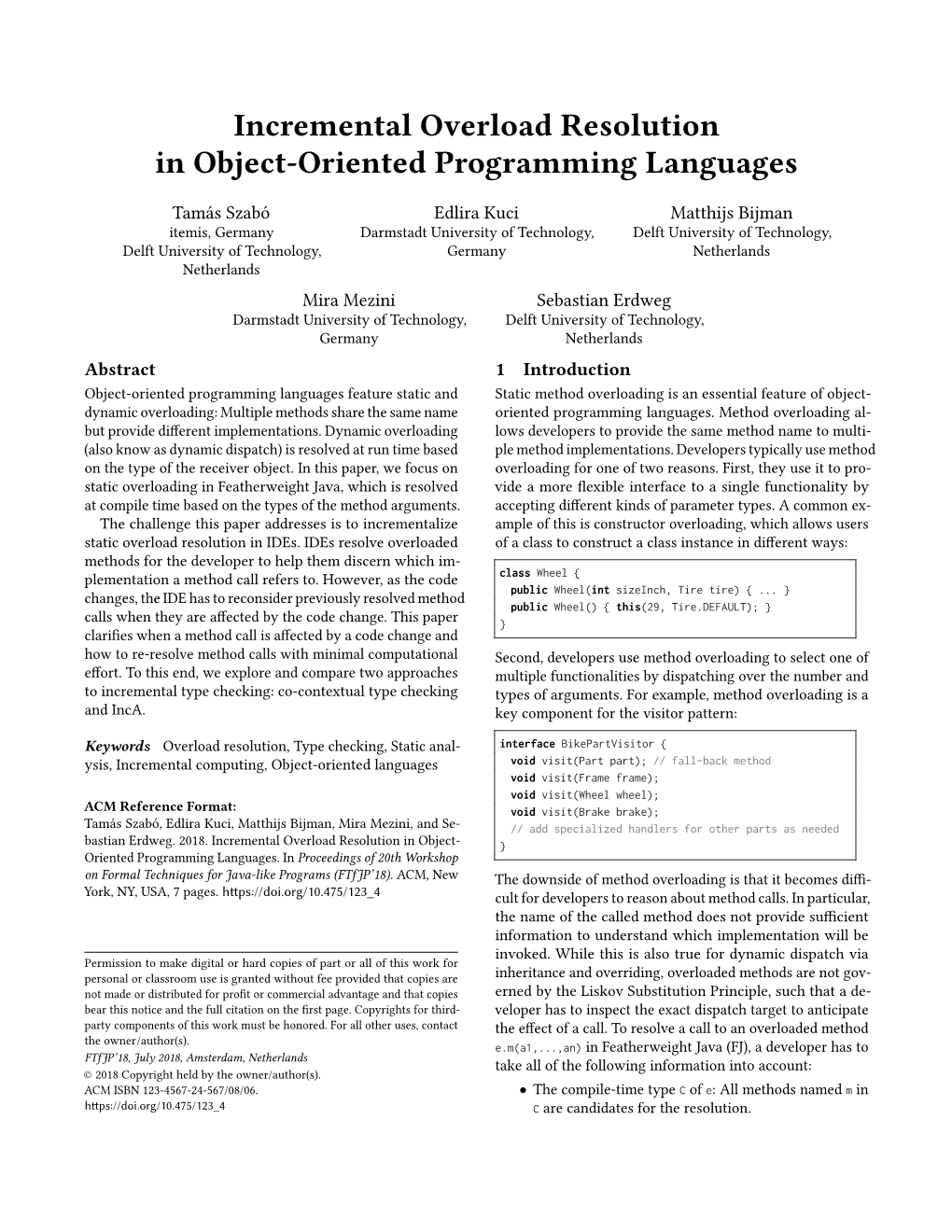 Incremental Overload Resolution in Object-Oriented Programming Languages