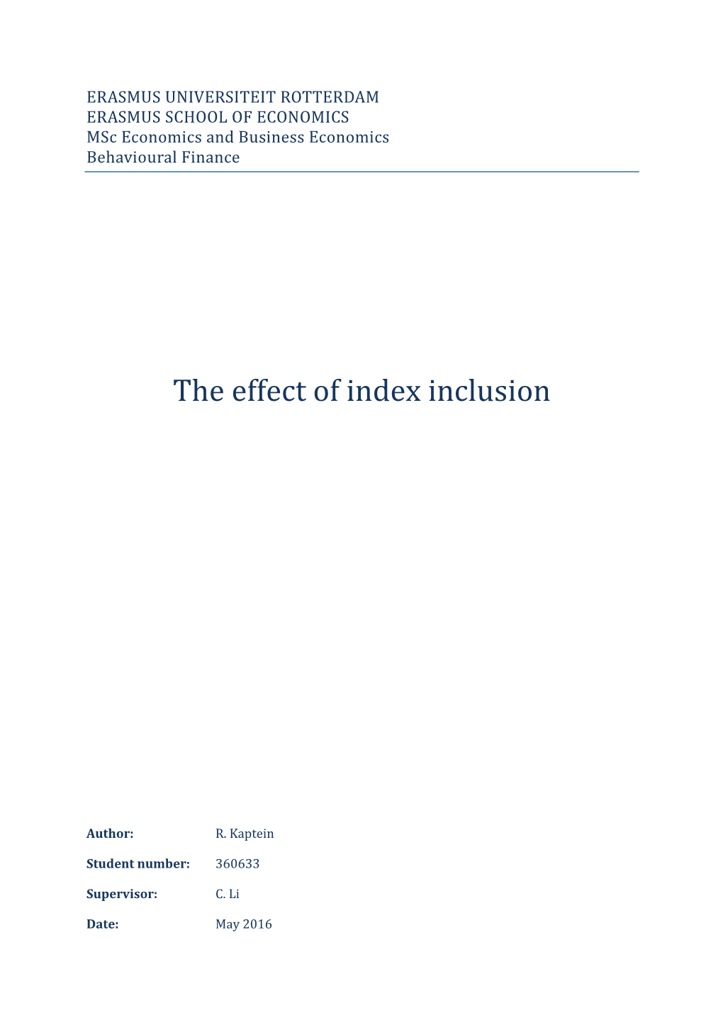 The Effect of Index Inclusion