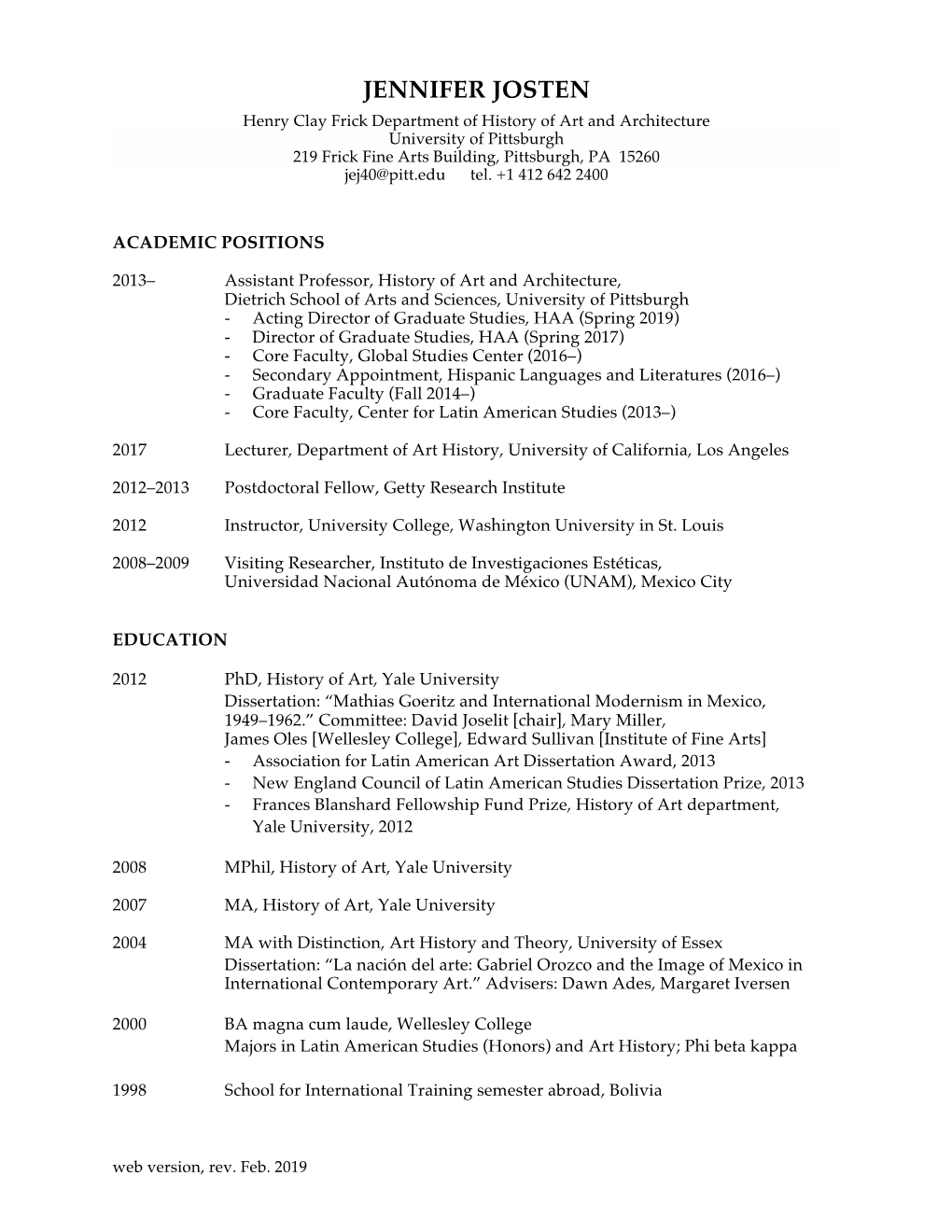 Josten CV for Web 2-3-19