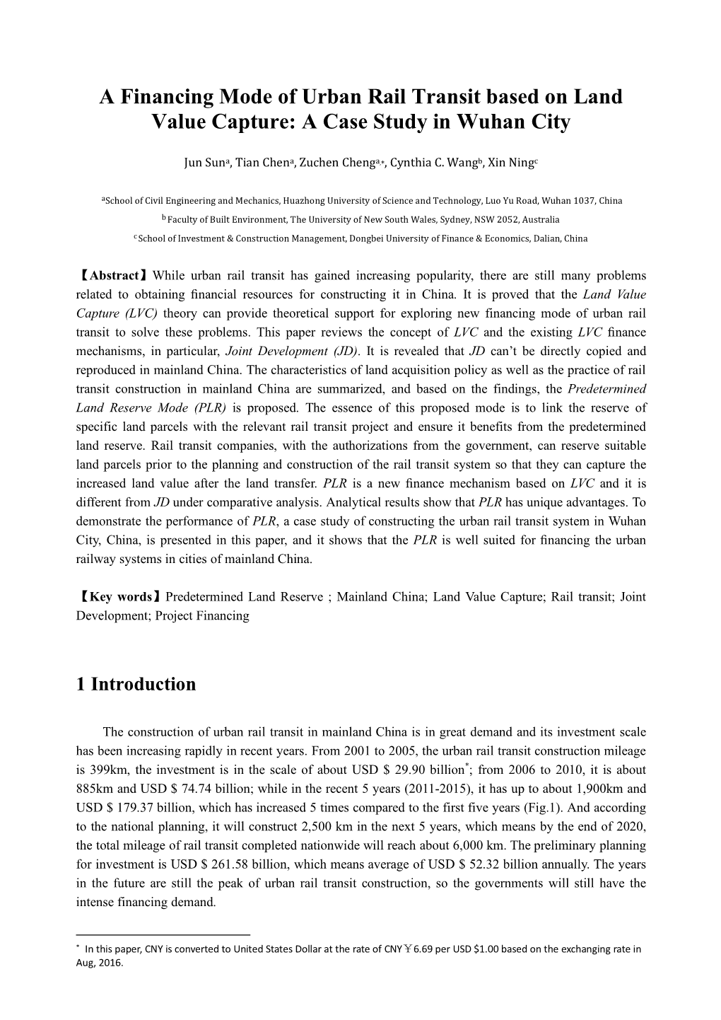 A Financing Mode of Urban Rail Transit Based on Land Value Capture: a Case Study in Wuhan City