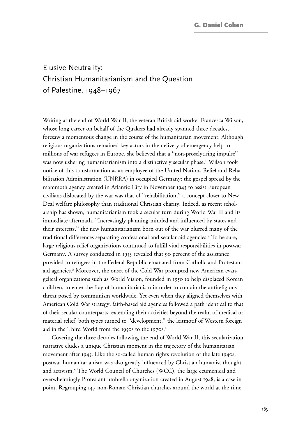 Christian Humanitarianism and the Question of Palestine, 1948–1967