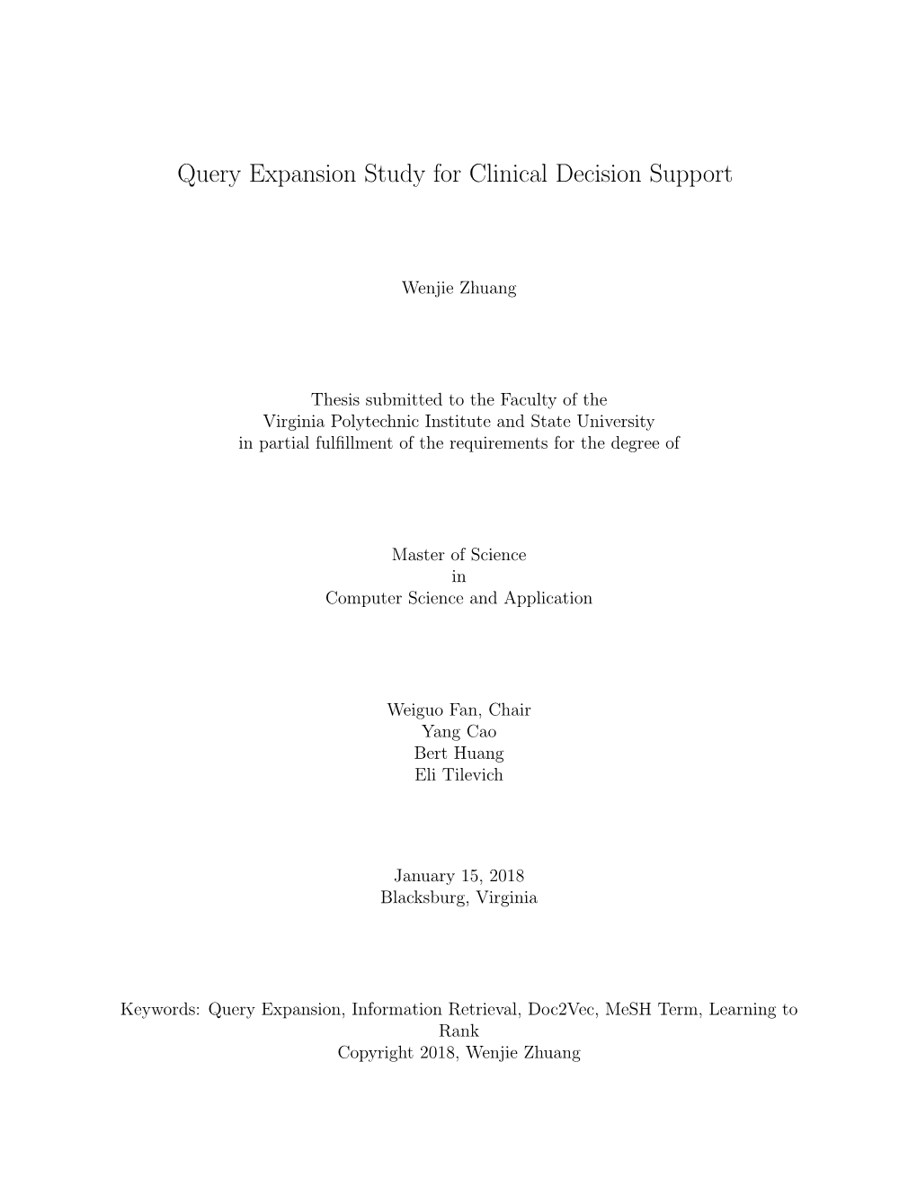 Query Expansion Study for Clinical Decision Support