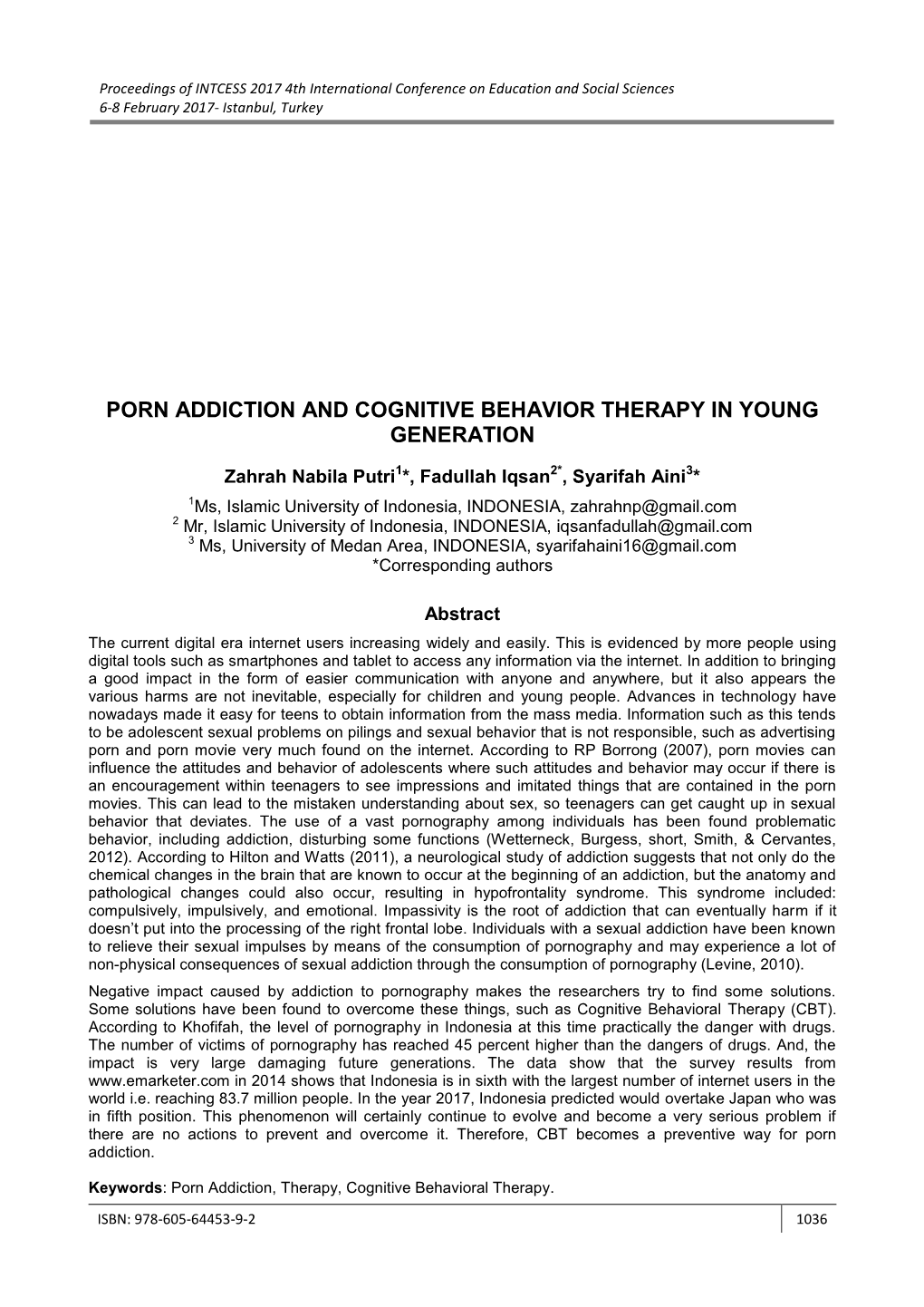 Porn Addiction and Cognitive Behavior Therapy in Young Generation