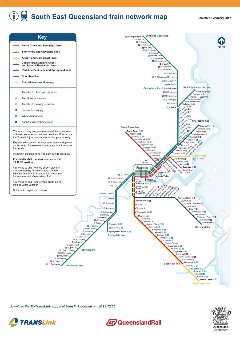 South East Queensland Train Network Map Effective 9 January 2017